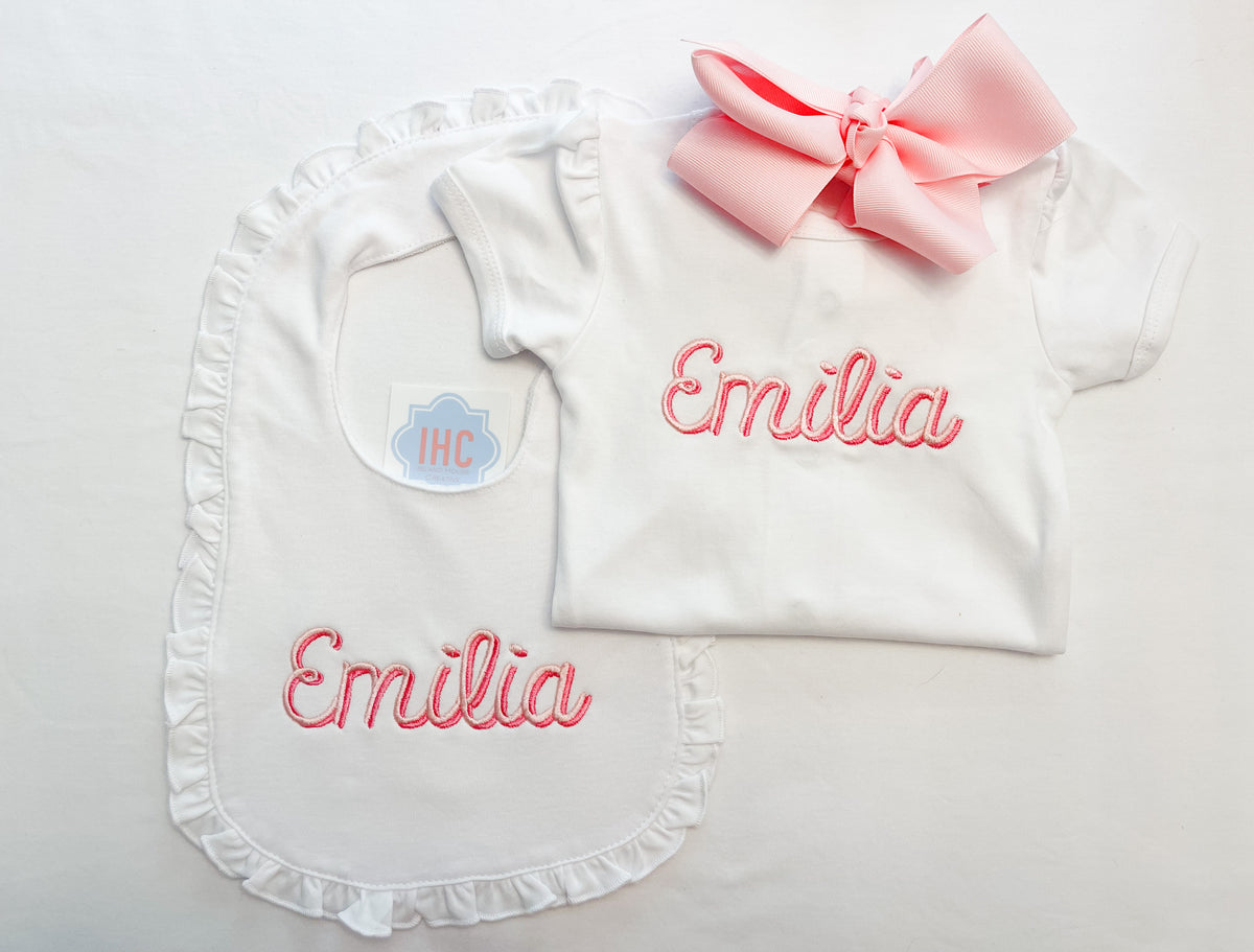Baby Girl Custom Onesie & Bib