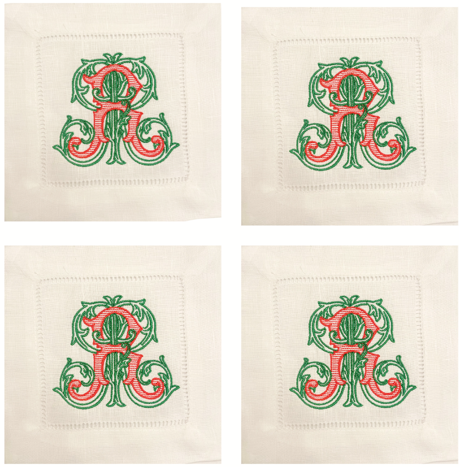 Vine Single Monogram Cocktail Napkins